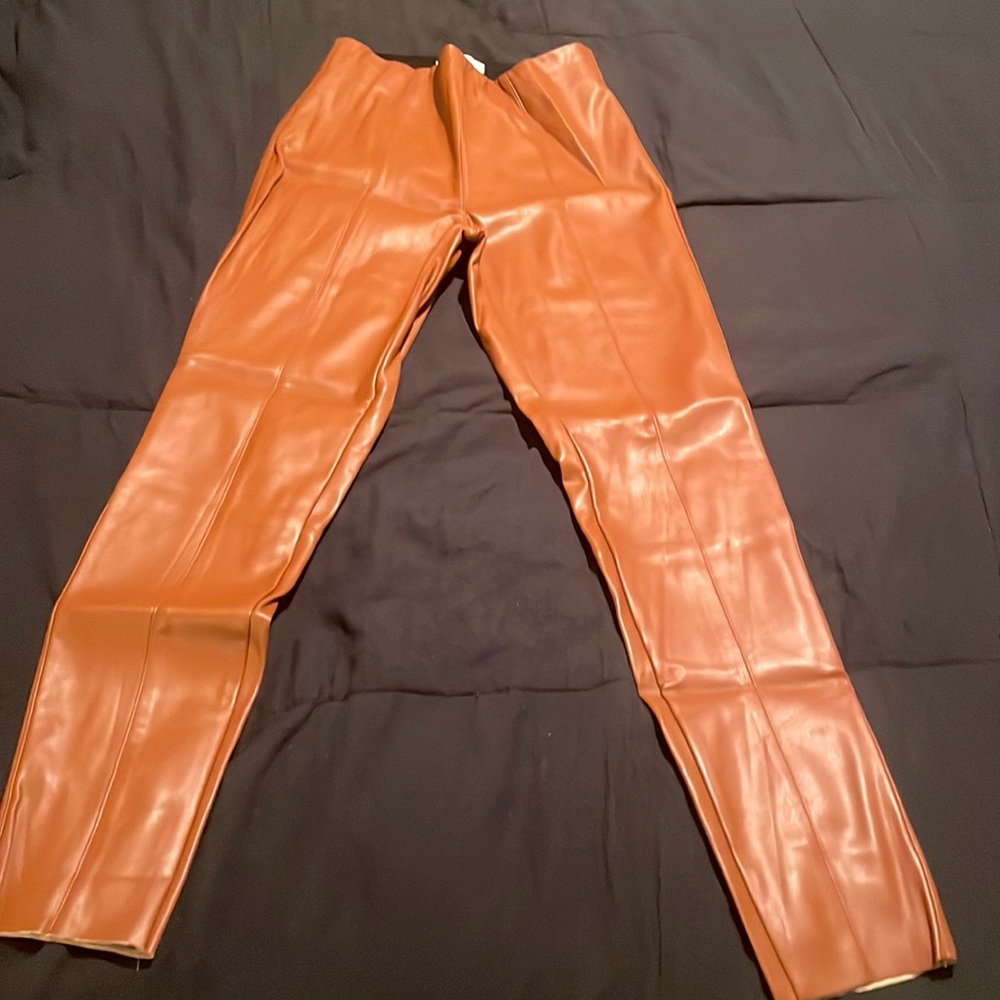 Hazelnut faux leather H&M pants